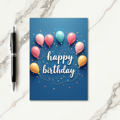 Blue Backdrop Birthday Card