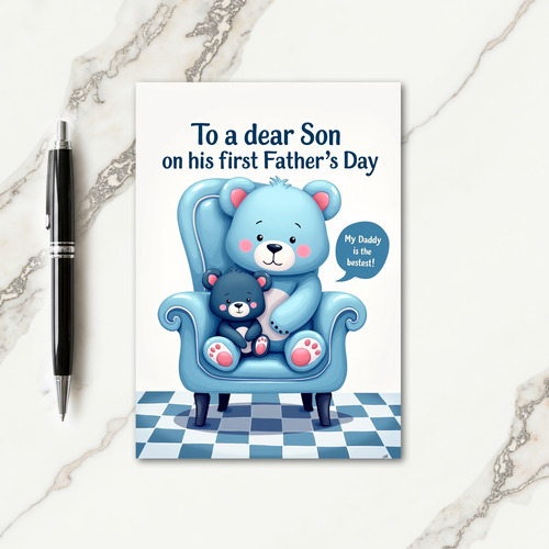 Blue Bear Fathers Day Love Card