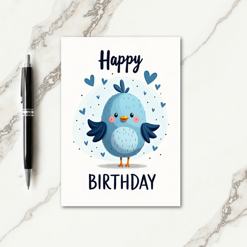 Blue Bird Birthday Wish Card