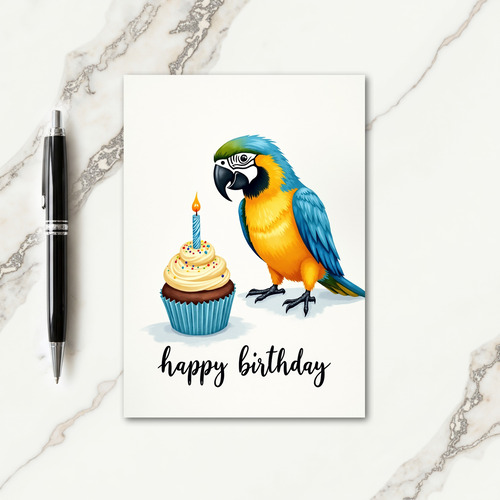 Blue Bird Cupcake Birthday Card