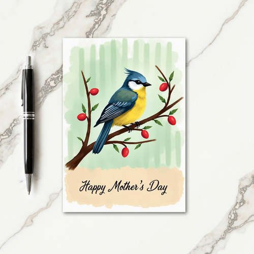 Blue Bird Mothers Day Illustration Card