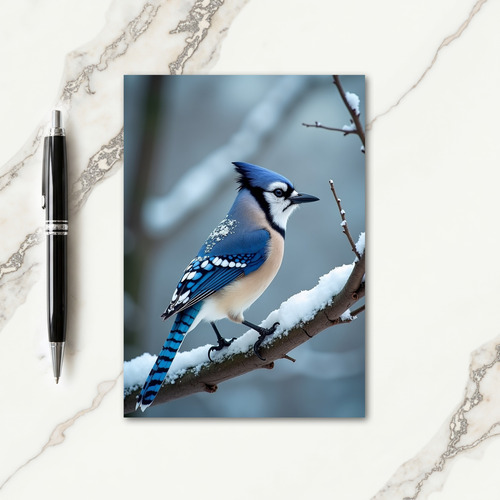 Blue Bird Snow Christmas Card