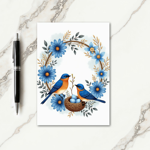 Blue Birds Mothers Day Wreath Card