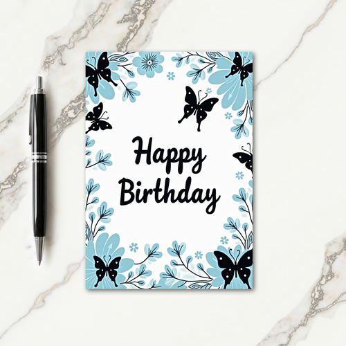 Blue Bloom Birthday Card