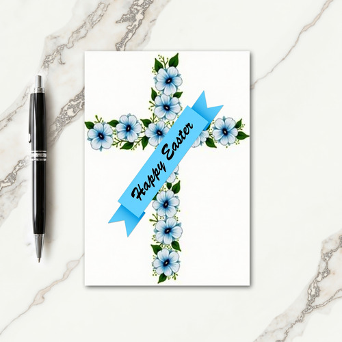 Blue Blossom Cross Season Card
