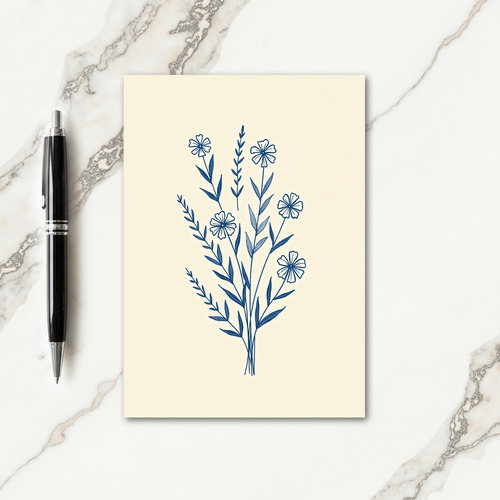 Blue Botanical Beauty Card