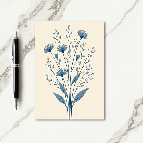 Blue Botanical Blooms Card