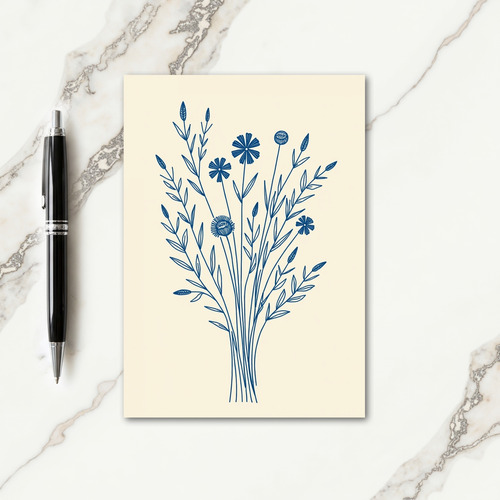 Blue Botanical Bouquet Card