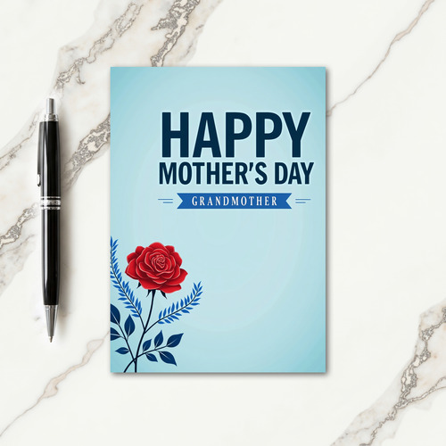 Blue Botanical Mothers Day Card