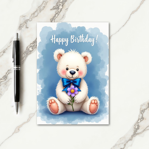 Blue Bow Birthday Art Card