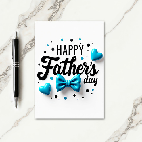 Blue Bow Fathers Day Design Card