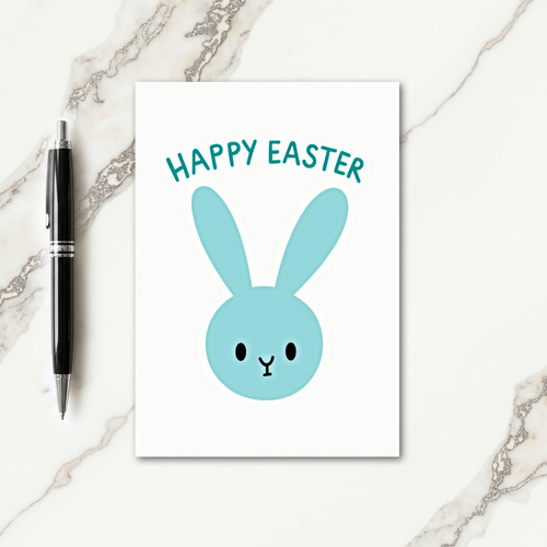 Blue Bunny Happy Easter Card