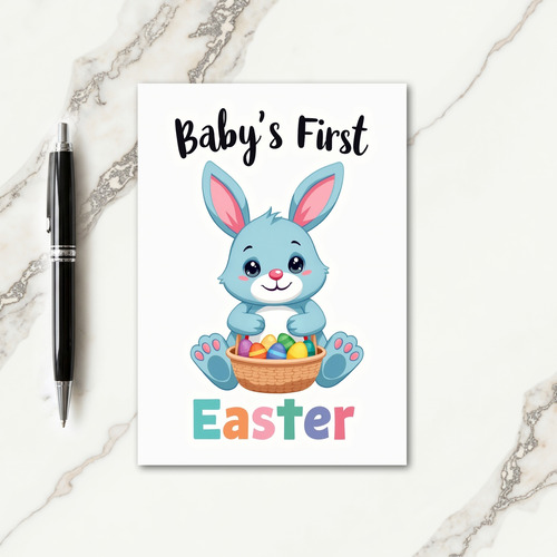 Blue Bunny Pattern Easter Card