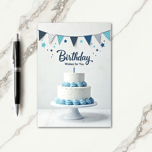 Blue Bunting Birthday Card