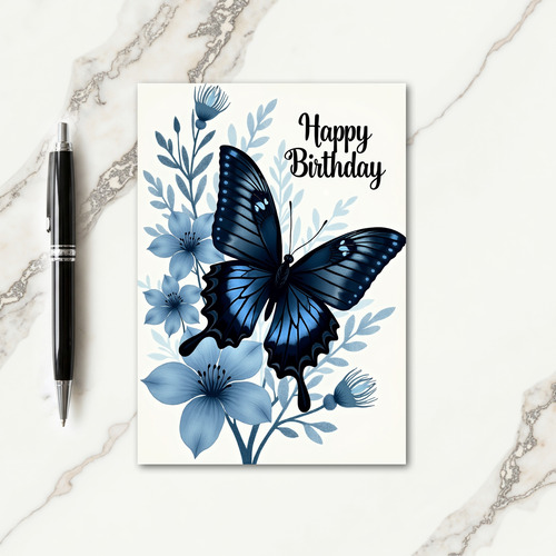 Blue Butterfly Birthday Card