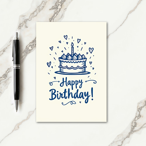 Blue Cake Birthday Card