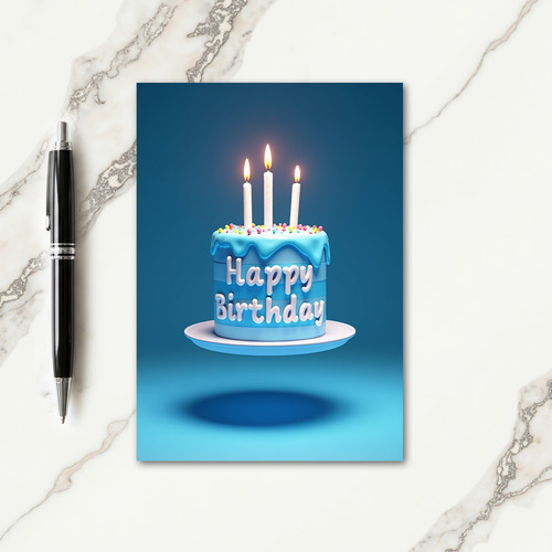 Blue Cake Sprinkles Birthday Card