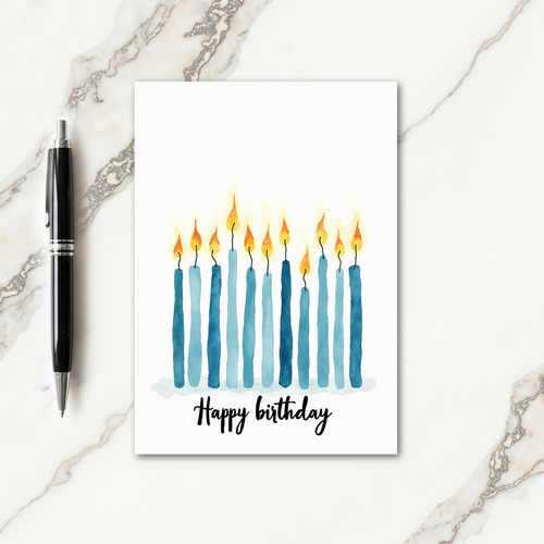 Blue Candle Birthday Art Card