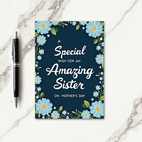 Blue Daisy Mothers Day Wish Card