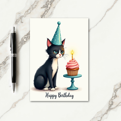 Blue Eyed Cat Birthday Card