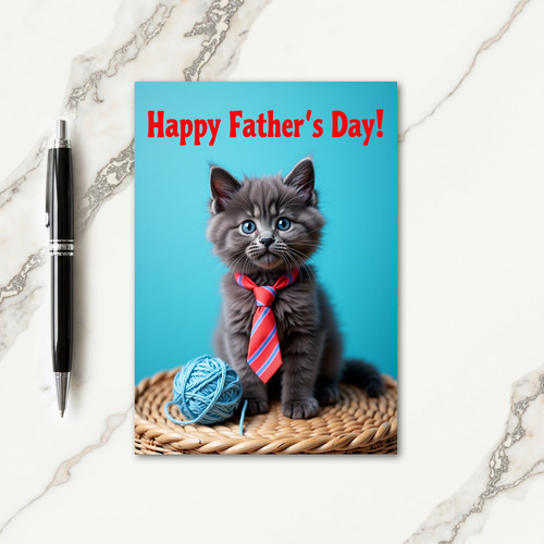 Blue Eyed Cat Fathers Day Card