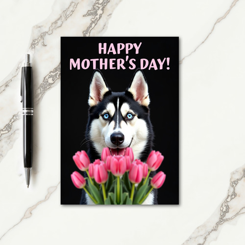 Blue Eyed Dog Moms Day Card