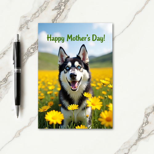 Blue Eyed Dog Mothers Day Card