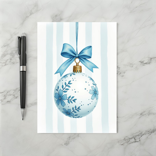 Blue Floral Christmas Ornament