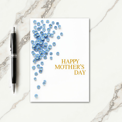 Blue Floral Mothers Day Message Card