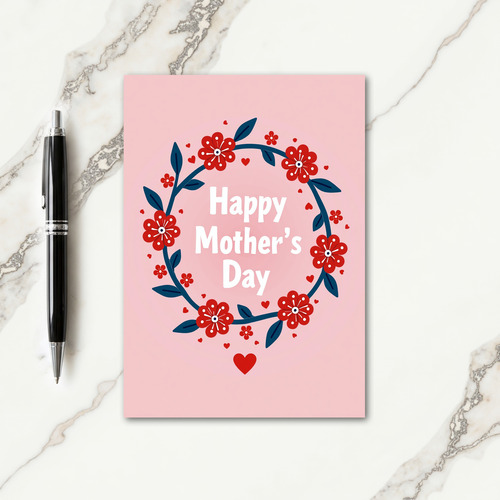 Blue Foliage Floral Mothers Day Card