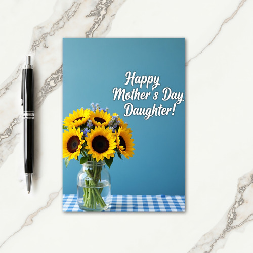 Blue Gingham Mothers Day Card