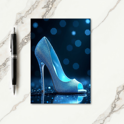 Blue Glitter Heel Birthday Card