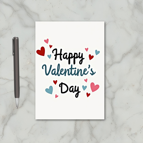 Blue Happy Valentines Day Card