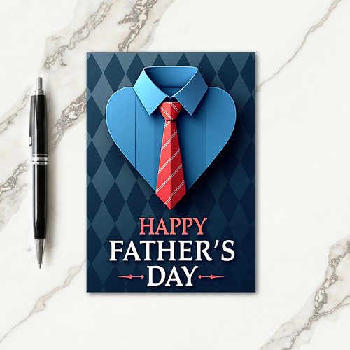Blue Heart Shirt Fathers Day Card