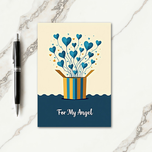 Blue Hearts Birthday Angel Card
