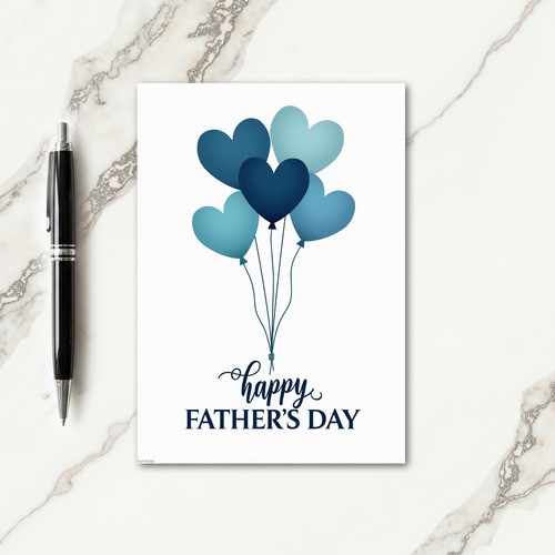 Blue Hearts Fathers Day Art Card