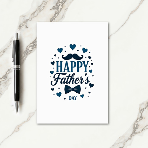 Blue Hearts Fathers Day Icon Card