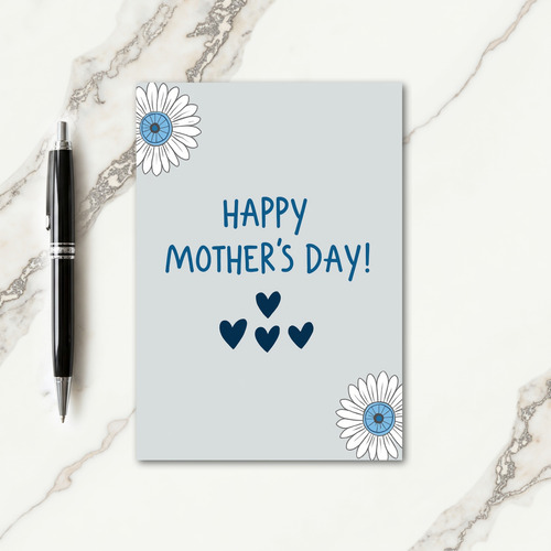 Blue Hearts Mothers Day Card