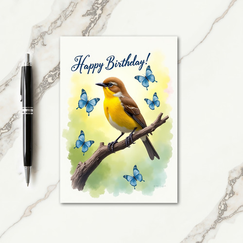 Blue Insect Birthday Card