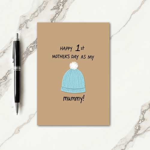 Blue Knit Hat Mothers Day Card