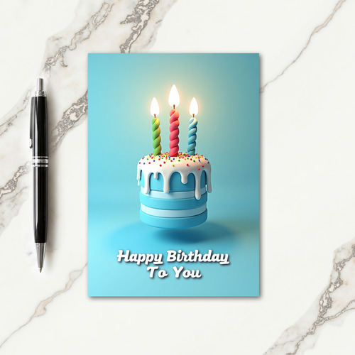 Blue Layer Cake Birthday Card