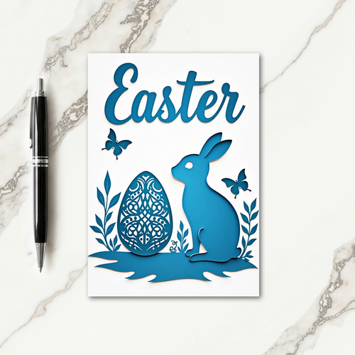 Blue Layered Easter Scene Card