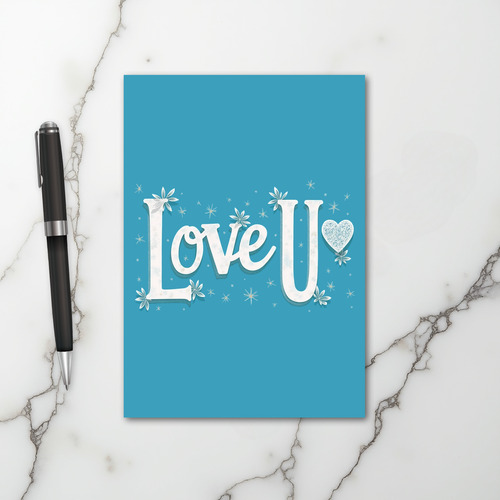 Blue Love You Heart Card