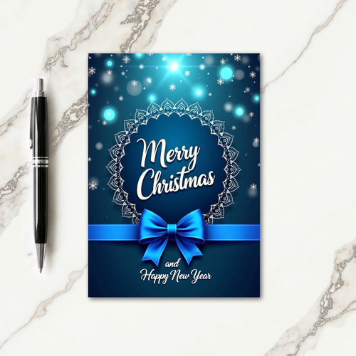 Blue Mandala Christmas Card