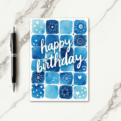 Blue Mosaic Birthday Card