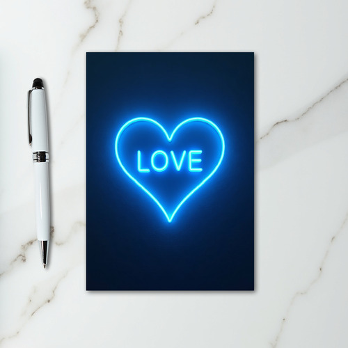 Blue Neon Love Card