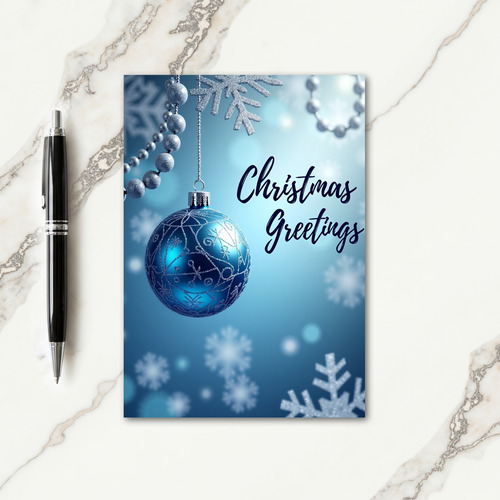 Blue Ornament Christmas Card