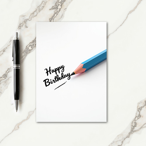 Blue Pencil Birthday Card
