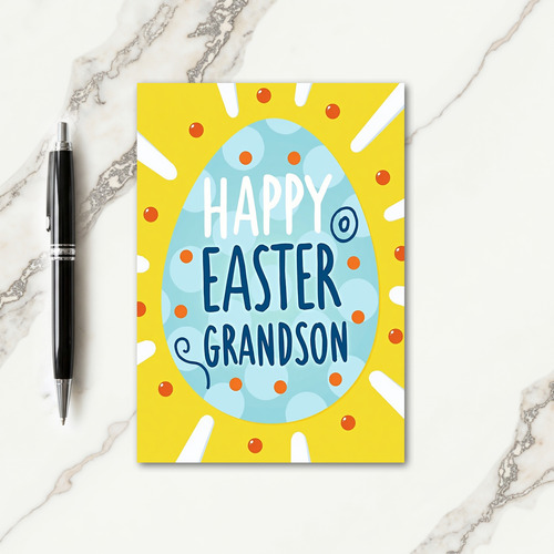 Blue Polka Dot Grandson Easter Card