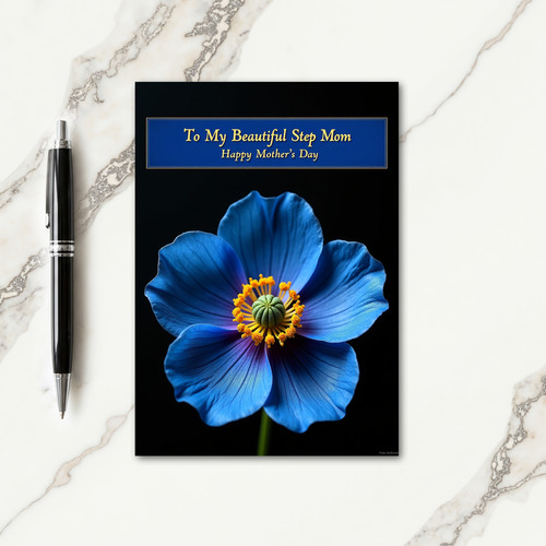 Blue Poppy Step Mom Day Card